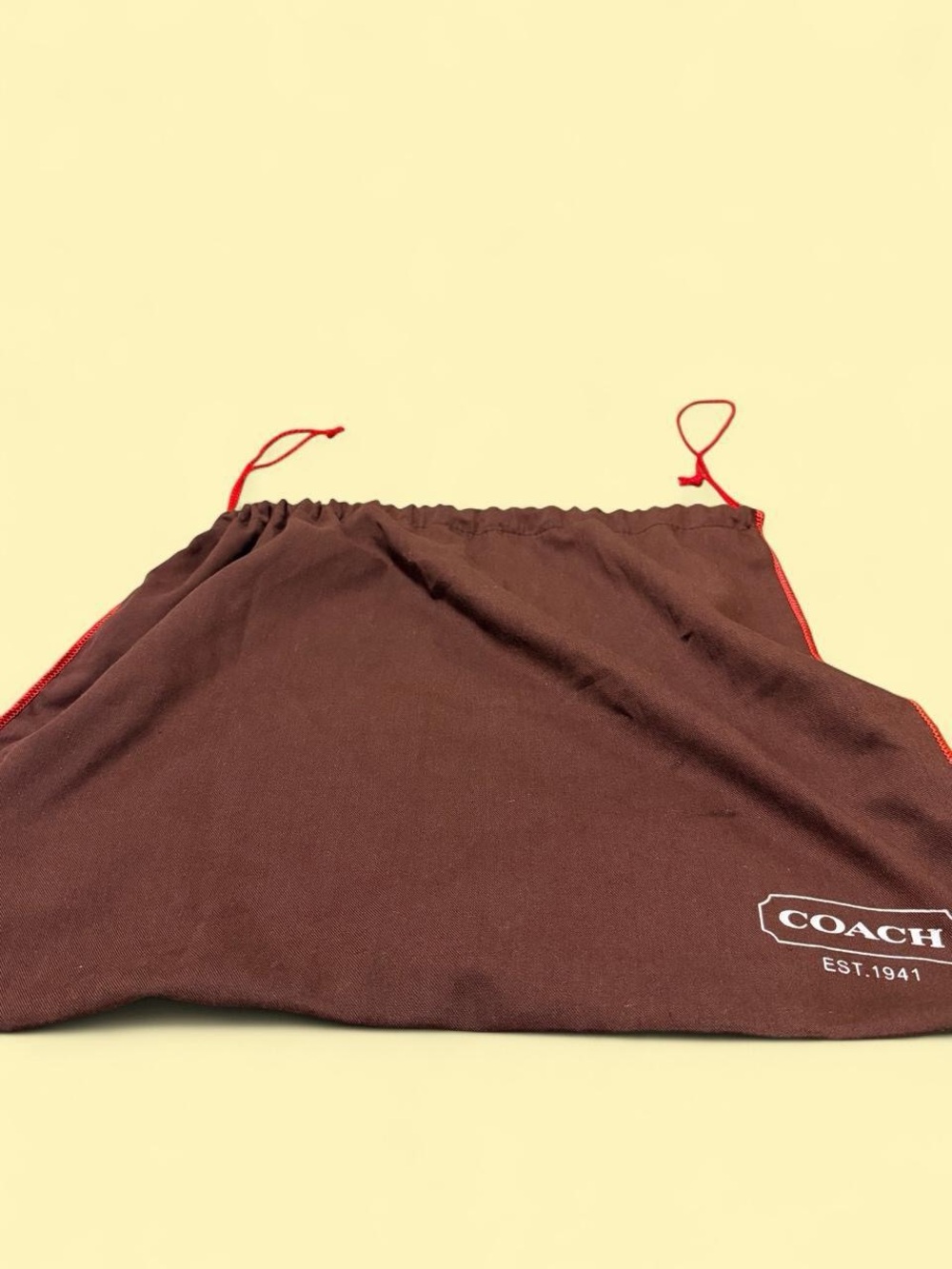 Coach Brown Dust Bag with Red Trim and Logo